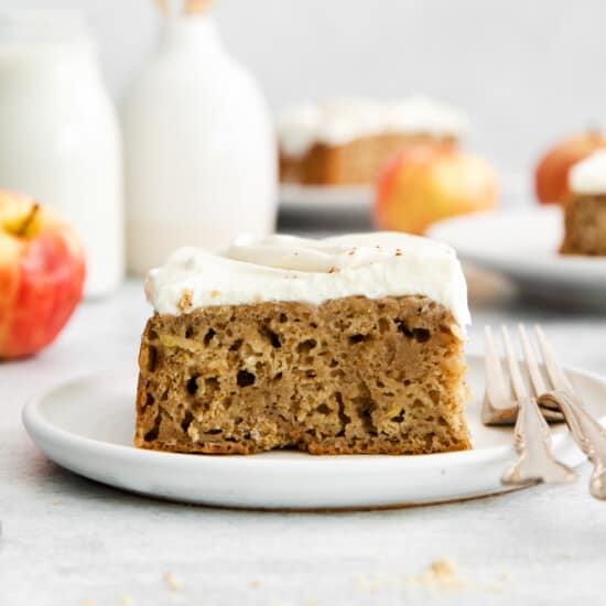 Apple cake with cream cheese frosting.