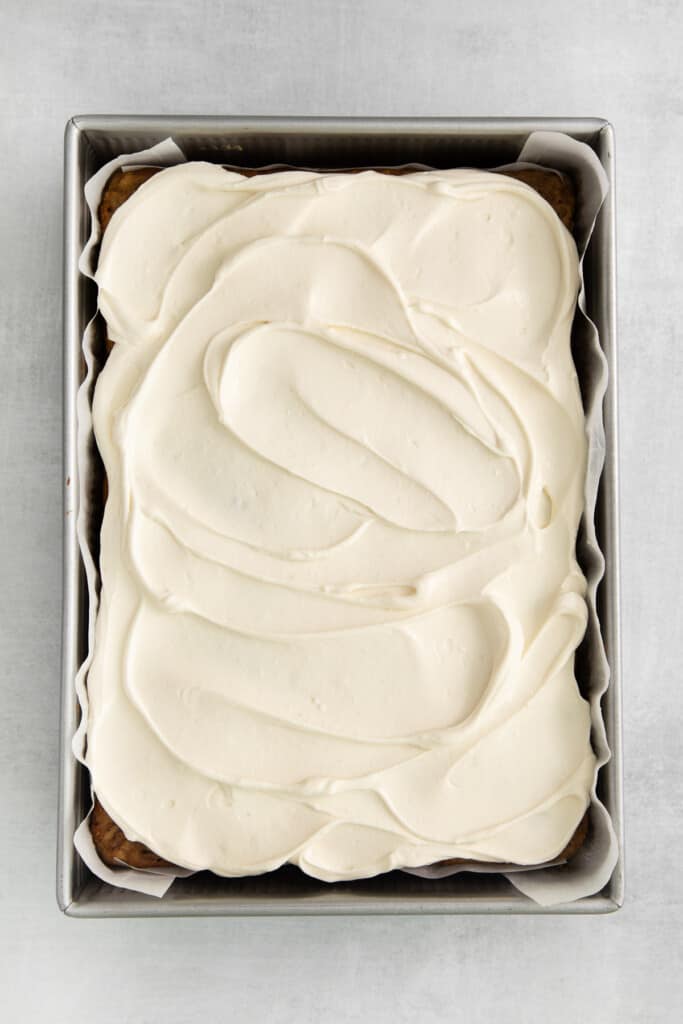 Apple cake with cream cheese frosting. 