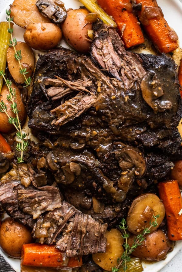 Pot roast on a plate.