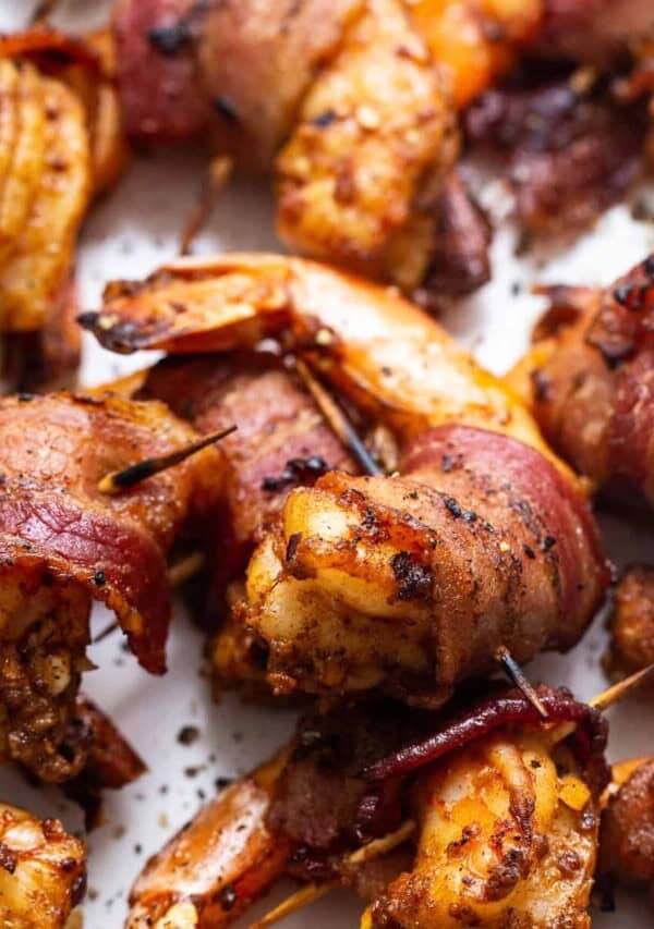 Bacon wrapped shrimp.