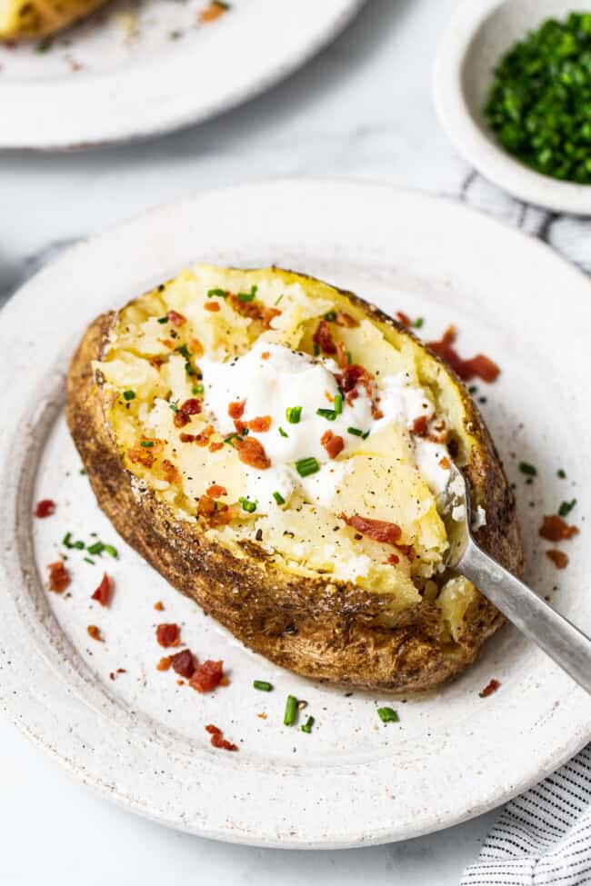 Microwave Baked Potato Ready In 8 Minutes Fit Foodie Finds