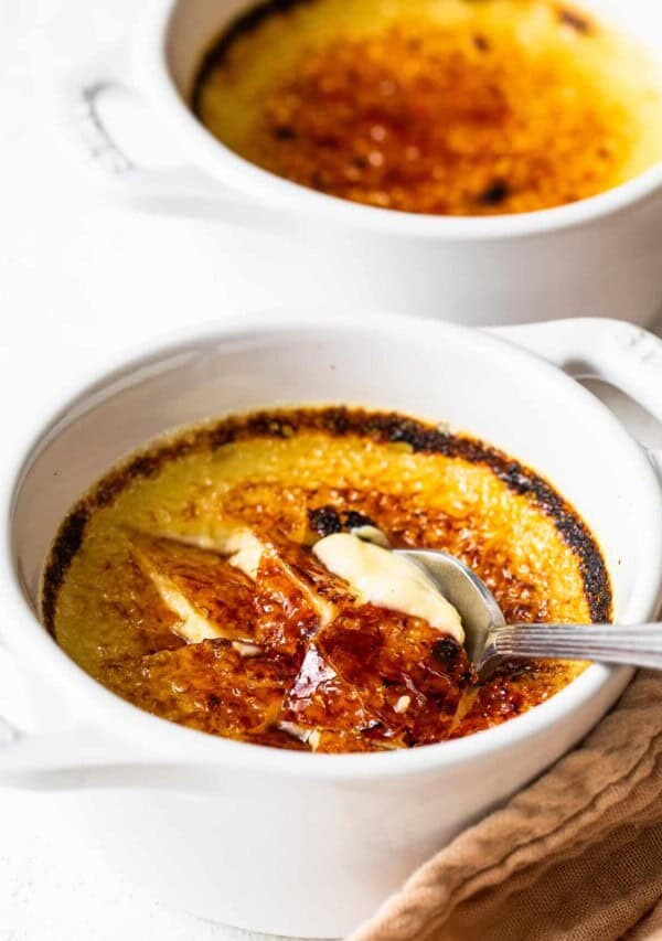 Eggnog creme brûlée with a hard sugar topping.