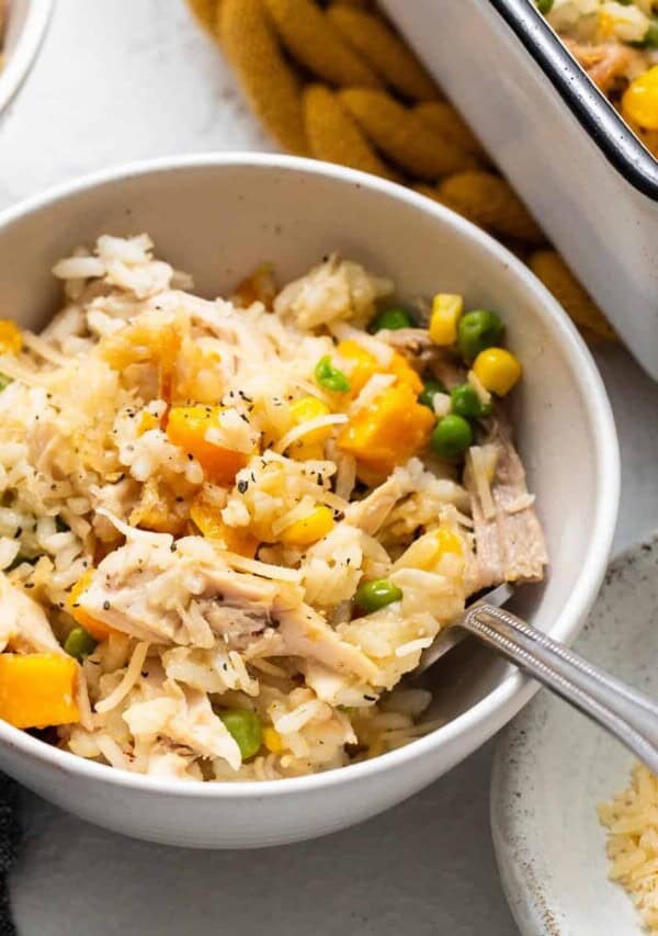 Turkey casserole in a bowl.