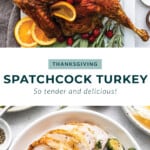 The cover of a cookbook with a turkey on a plate.