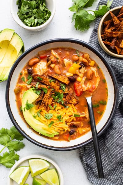 Slow Cooker Chicken Tortilla Soup - Fit Foodie Finds