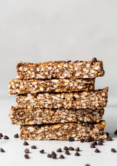 Stacked nut and coconut bars.