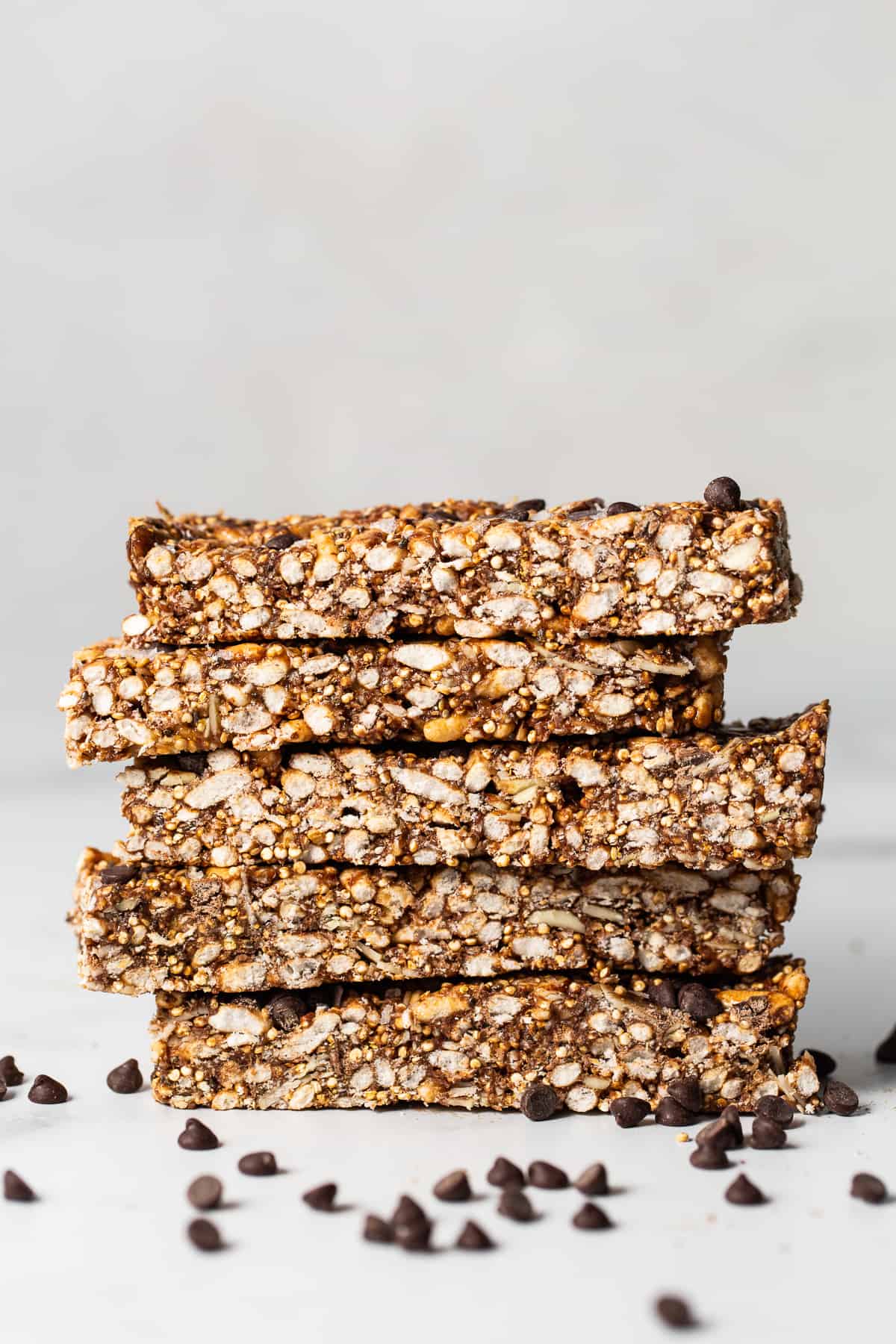 Nut and coconut bars stacked. 