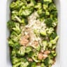 uncooked chicken casserole in dish.