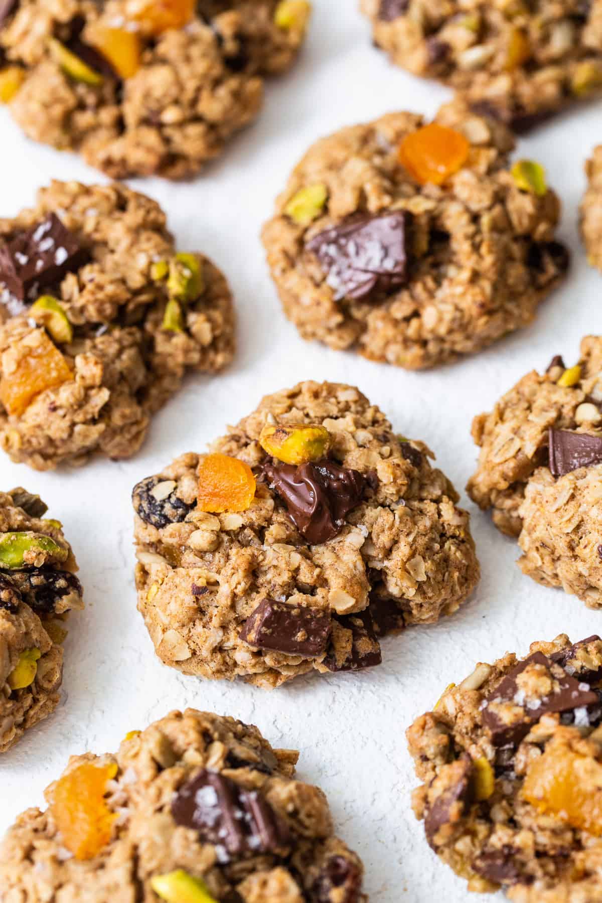 Trail mix cookies on a plate.