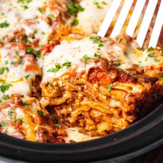 Crockpot lasagna made easily with a fork.