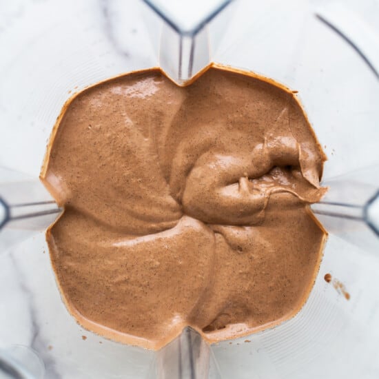 Chocolate mousse in a blender.