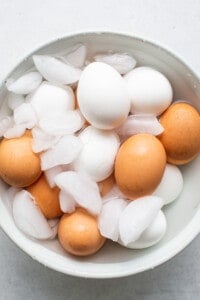 Eggs in an ice bath.