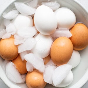 Eggs in an ice bath.