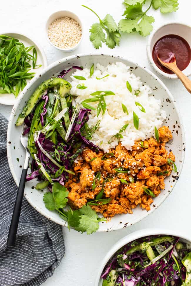 Ground Chicken Bowls (Made w/ Gochujang) - Fit Foodie Finds