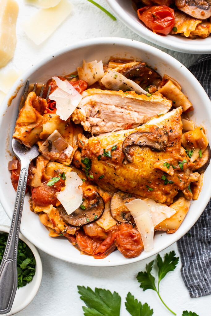 One-Pot Pappardelle Pasta with Chicken Thighs - Fit Foodie Finds