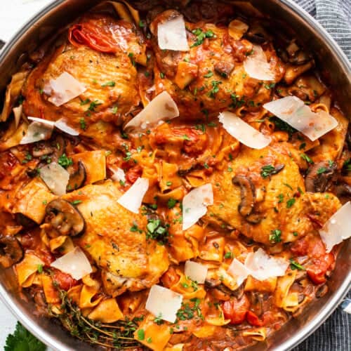 One-Pot Pappardelle Pasta with Chicken Thighs - Fit Foodie Finds