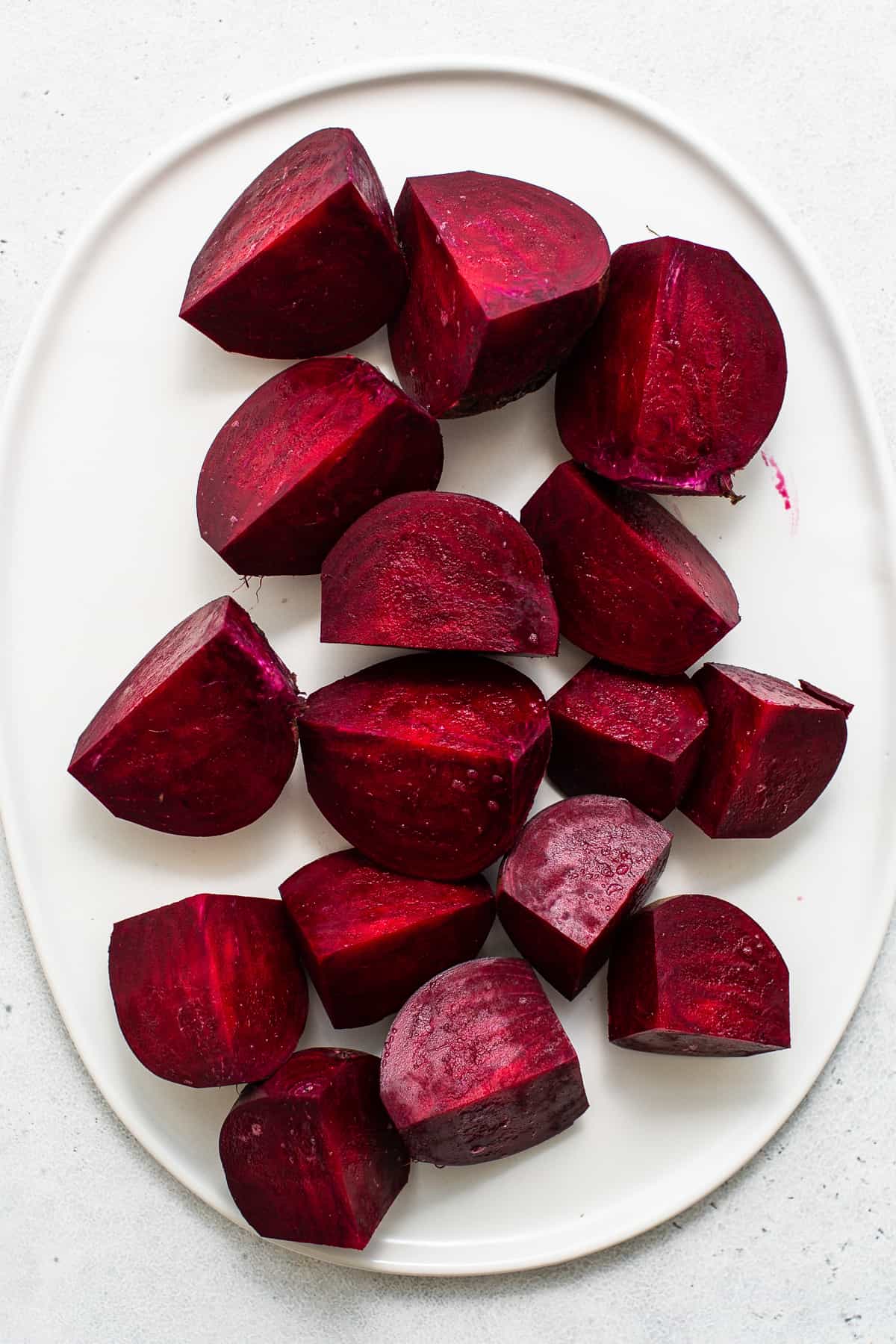 Sliced beets on a plate.