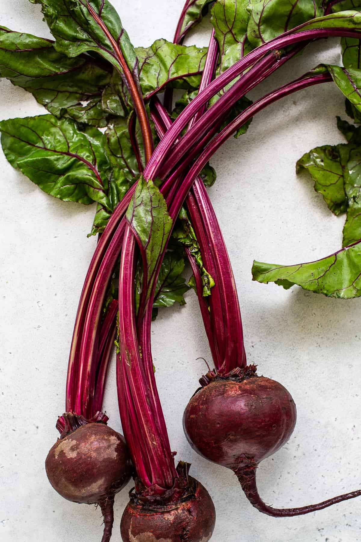 Whole beets on the stem.