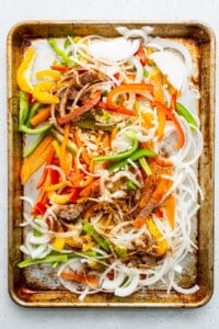 peppers on baking sheet.