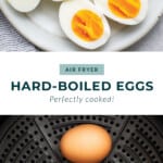 Hart gekochte eier aus der luftfritteuse.