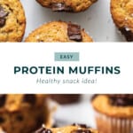 Protein muffins with chocolate chips on top.