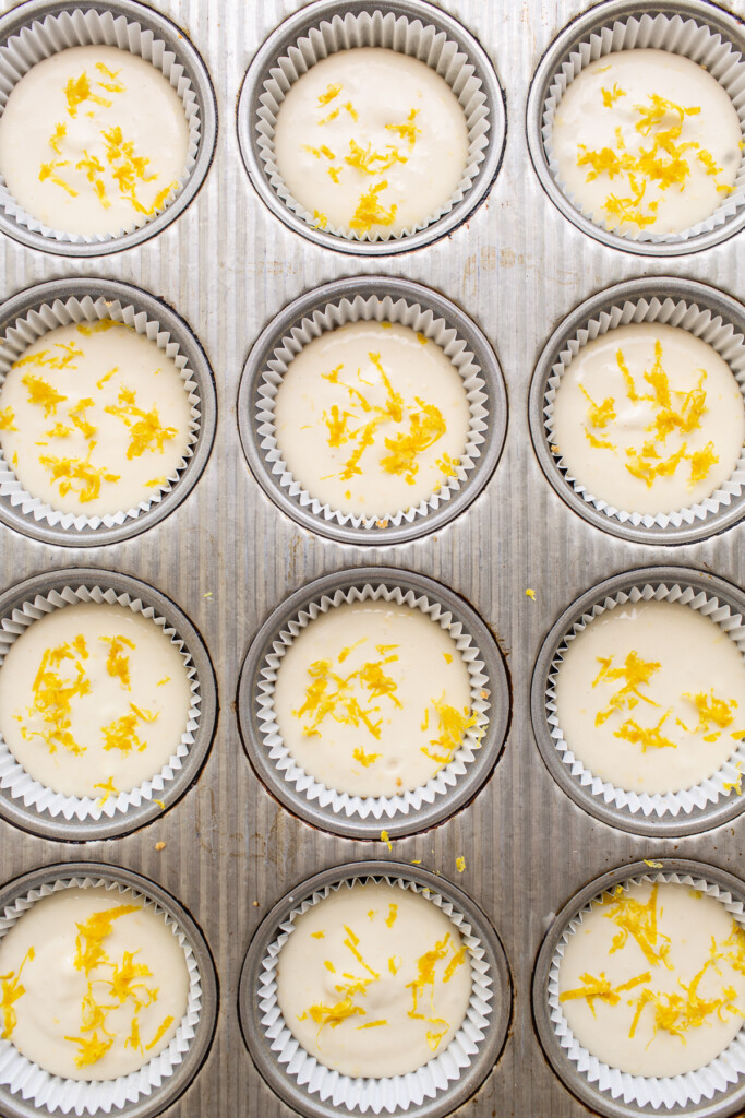 cheesecake cups in muffin tin.