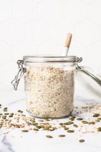 Porridge mix in a jar.