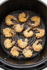 Fried shrimp in an air fryer.