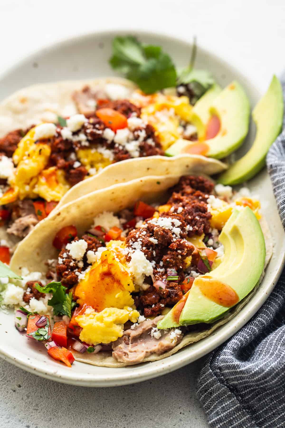 breakfast tacos on plate.