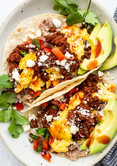 breakfast tacos on plkate.