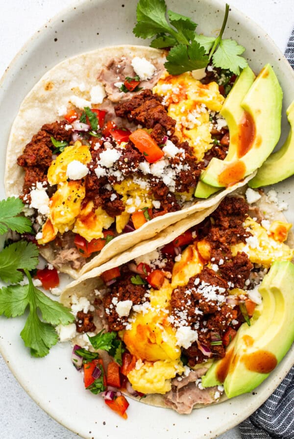 breakfast tacos on plkate.