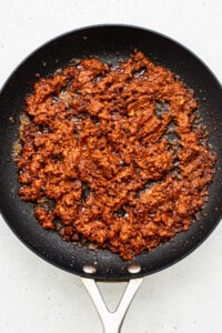 chorizo in skillet.