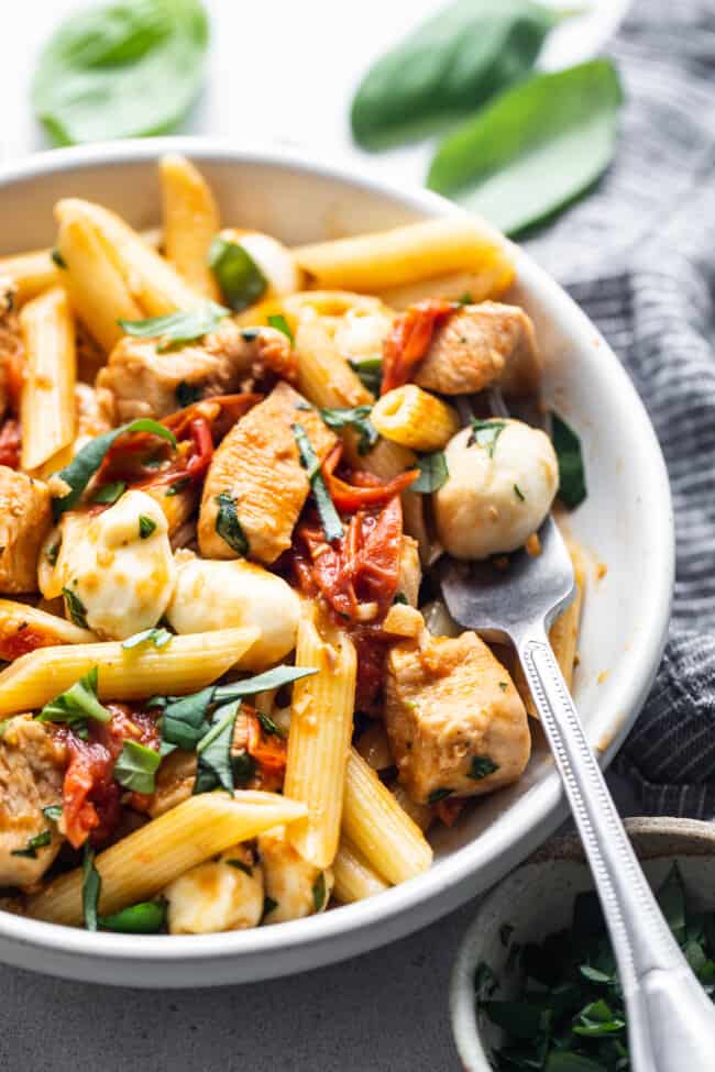 Best Healthy Pasta Recipe (Chicken Caprese!) - Fit Foodie Finds