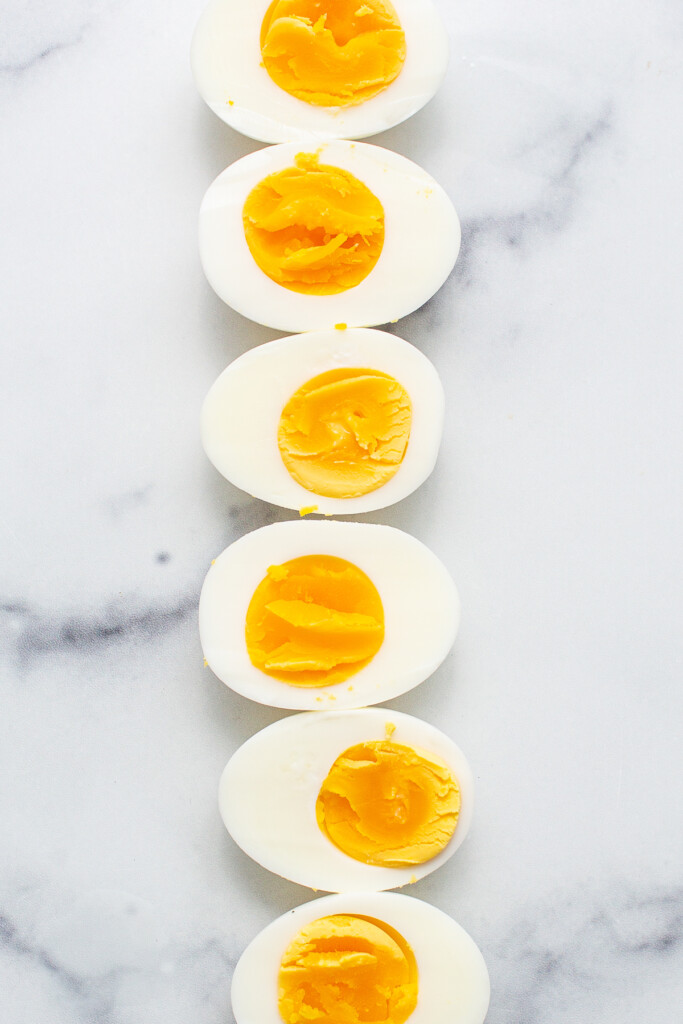 hard boiled eggs on counter.