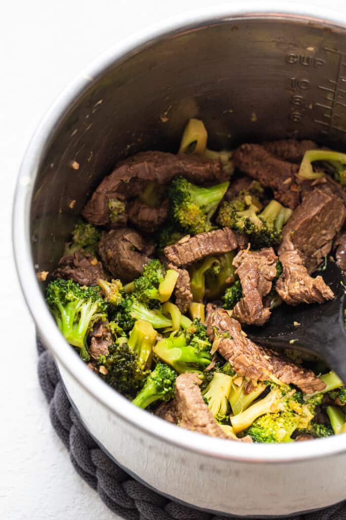 beef and broccoli in Instant Pot.