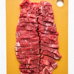 sliced flank steak.