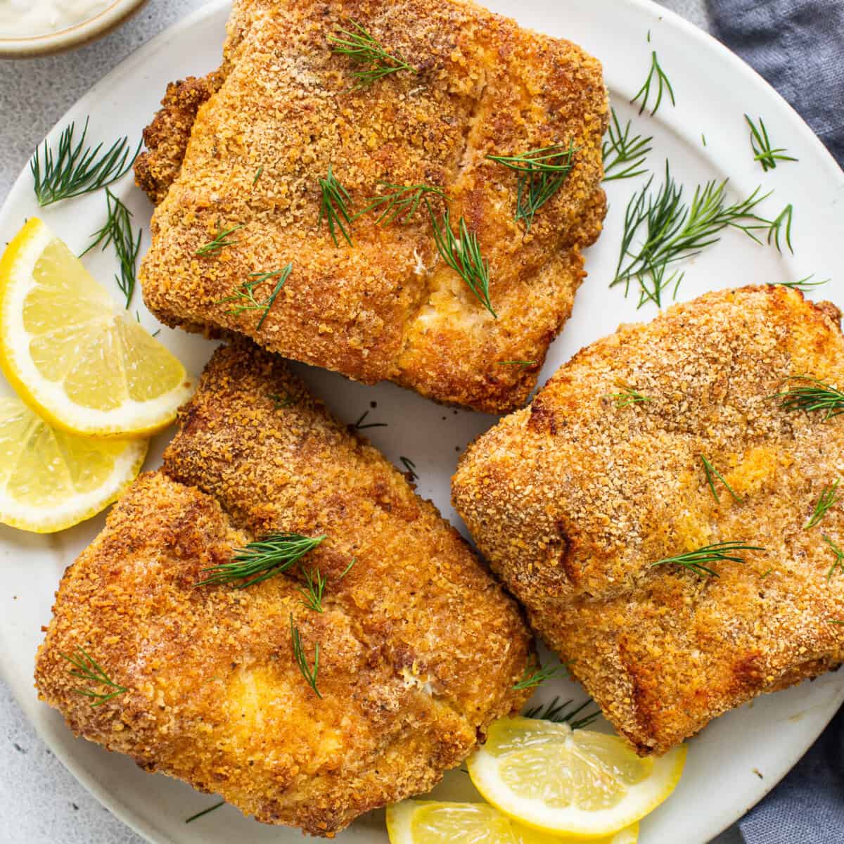 Air fryer food  connected  a plate.