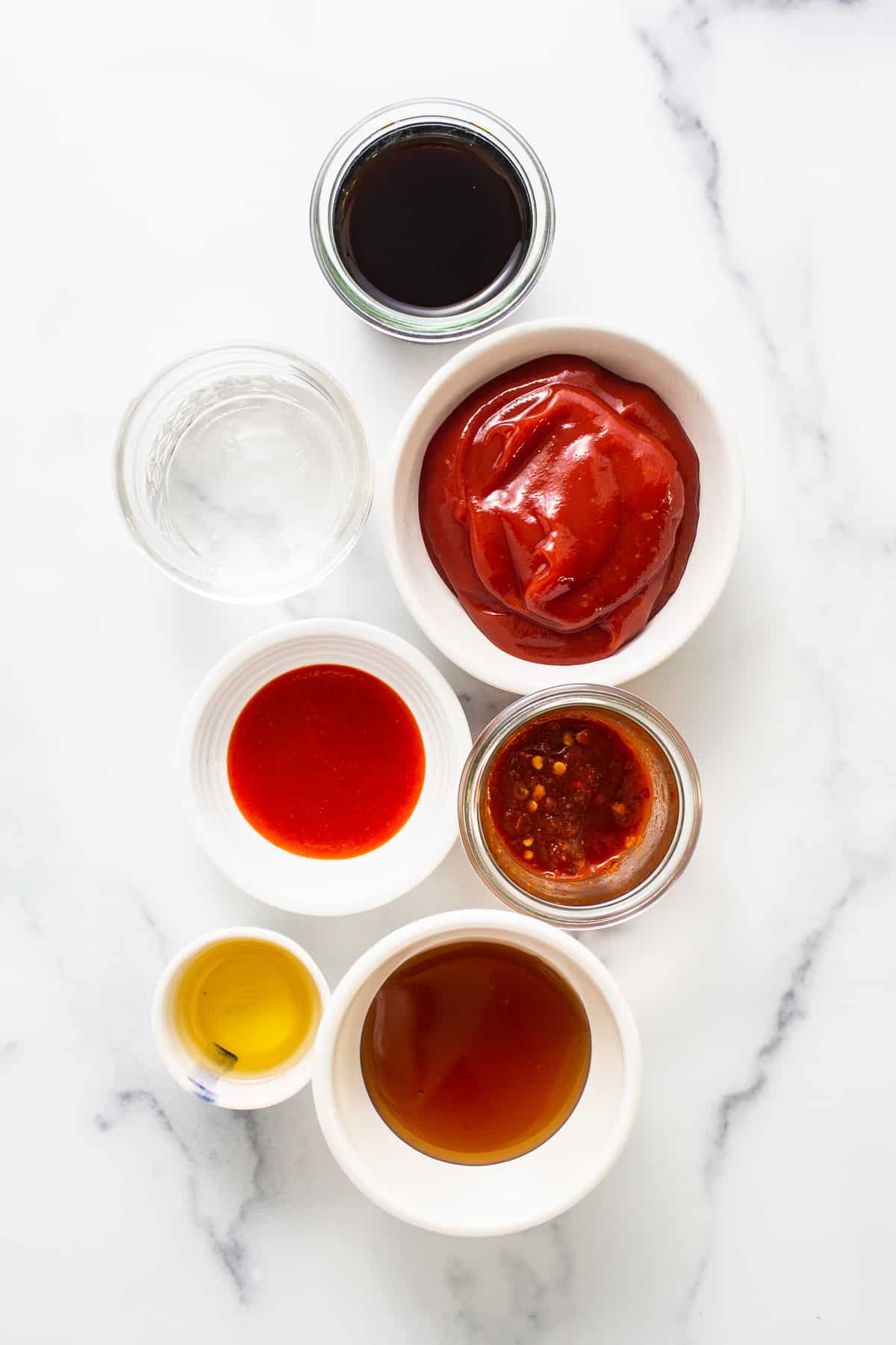 the ingredients for a homemade firecracker sauce.