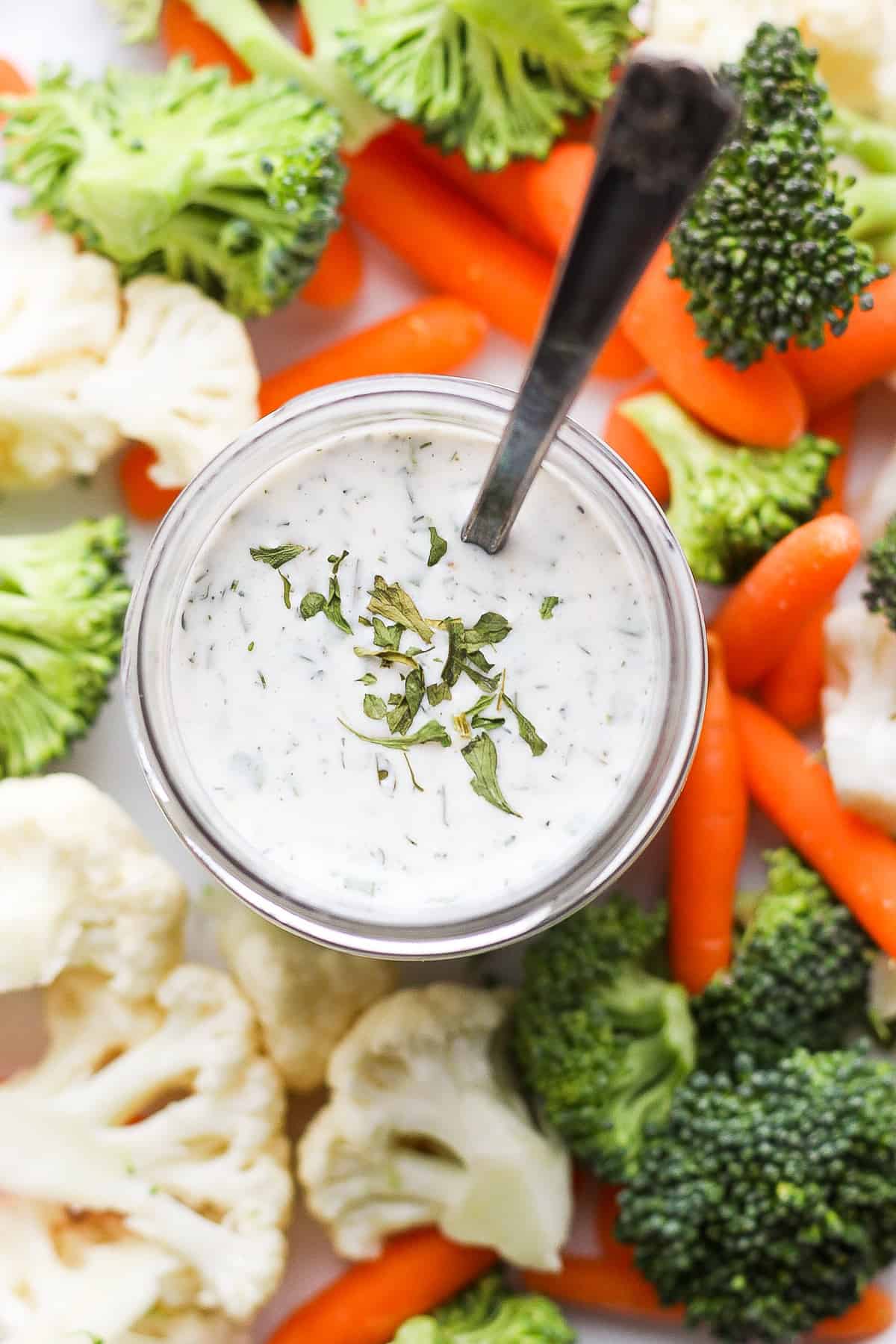 ranch dressing in jar.