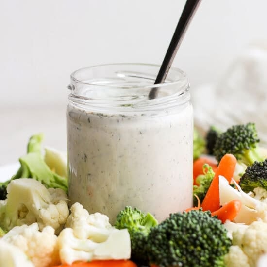 ranch dressing in jar.