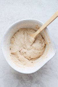 pancake batter in bowl.