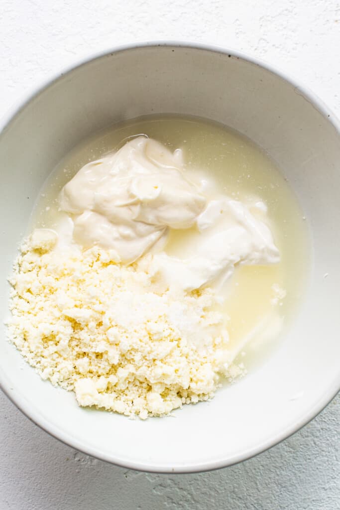 Cotija cheese sauce in a bowl.
