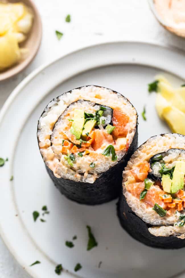 Simple Salmon Sushi Burrito - Fit Foodie Finds