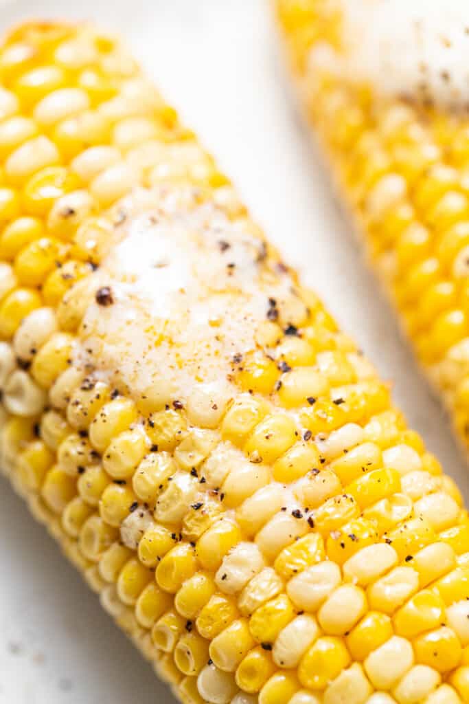a close up of a corn on the cob.