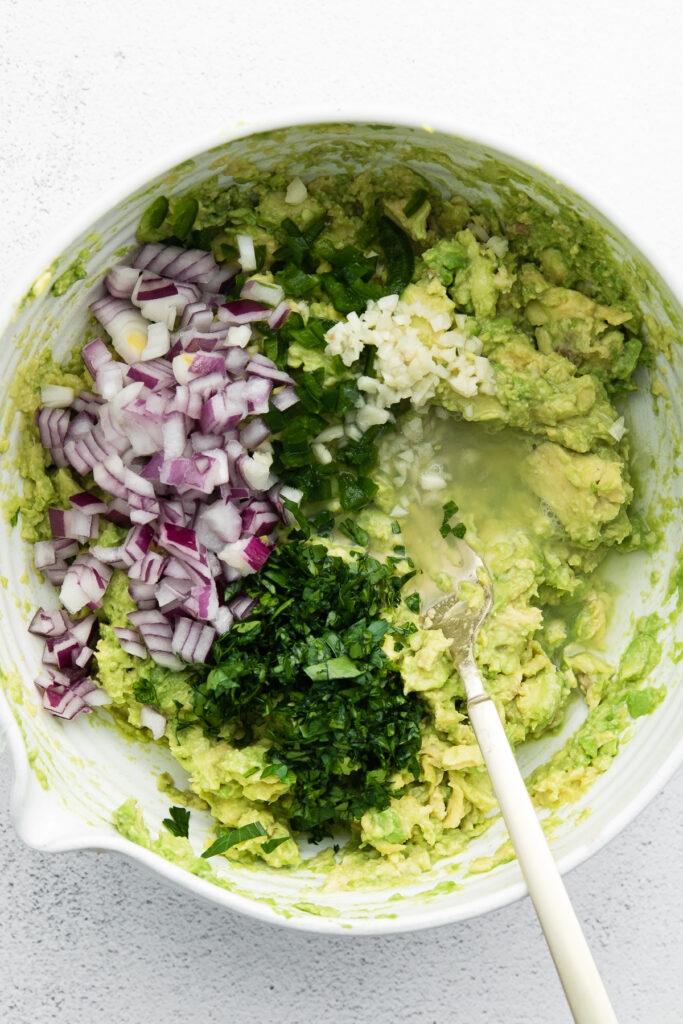 ingredients in bowl for guacamole.