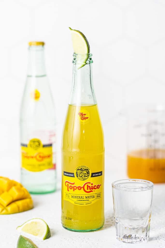 Ranch water in a bottle of topo chico.