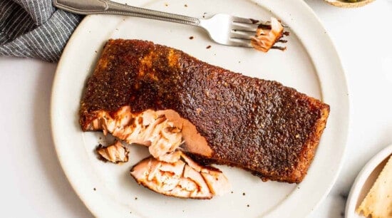smoked salmon on plate.
