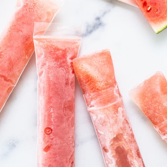 watermelon wine pops on the counter.