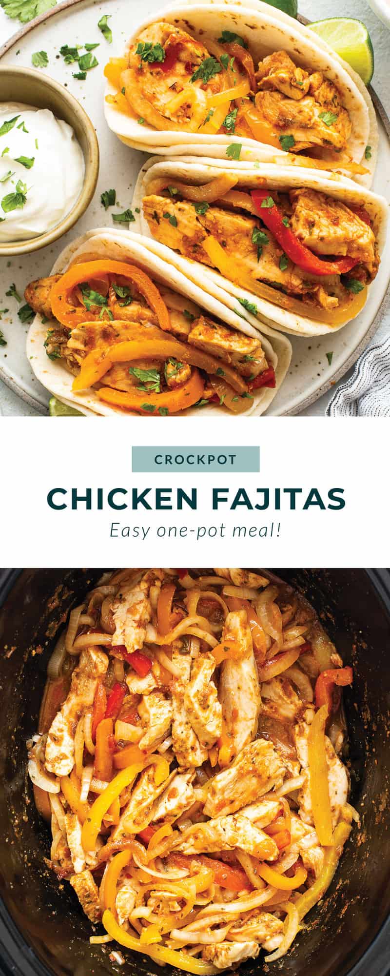 Crockpot Chicken Fajitas (great weeknight din!) - Fit Foodie Finds