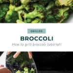 broccoli is being cooked on the grill.